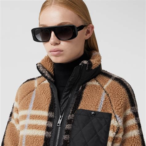 burberry diamond quilted panel check fleece jacquard jacket|Burberry cashmere jacket.